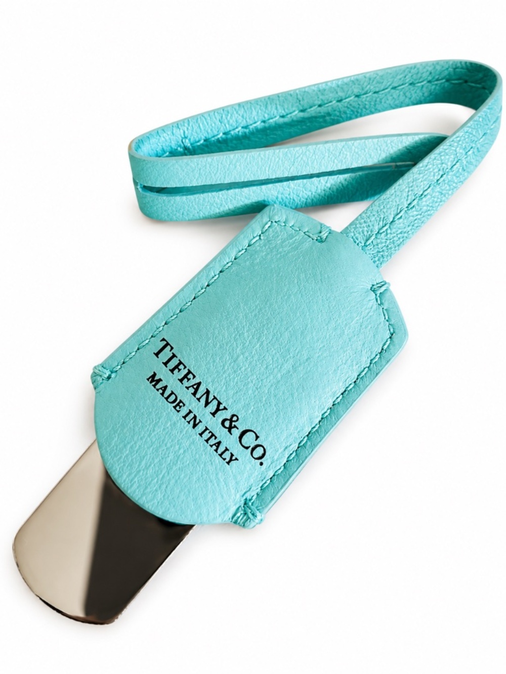 Tiffany & Co Leather Hangtag Bag Charm with Box NEW